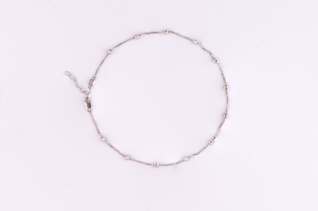 Beaded Silver Anklet