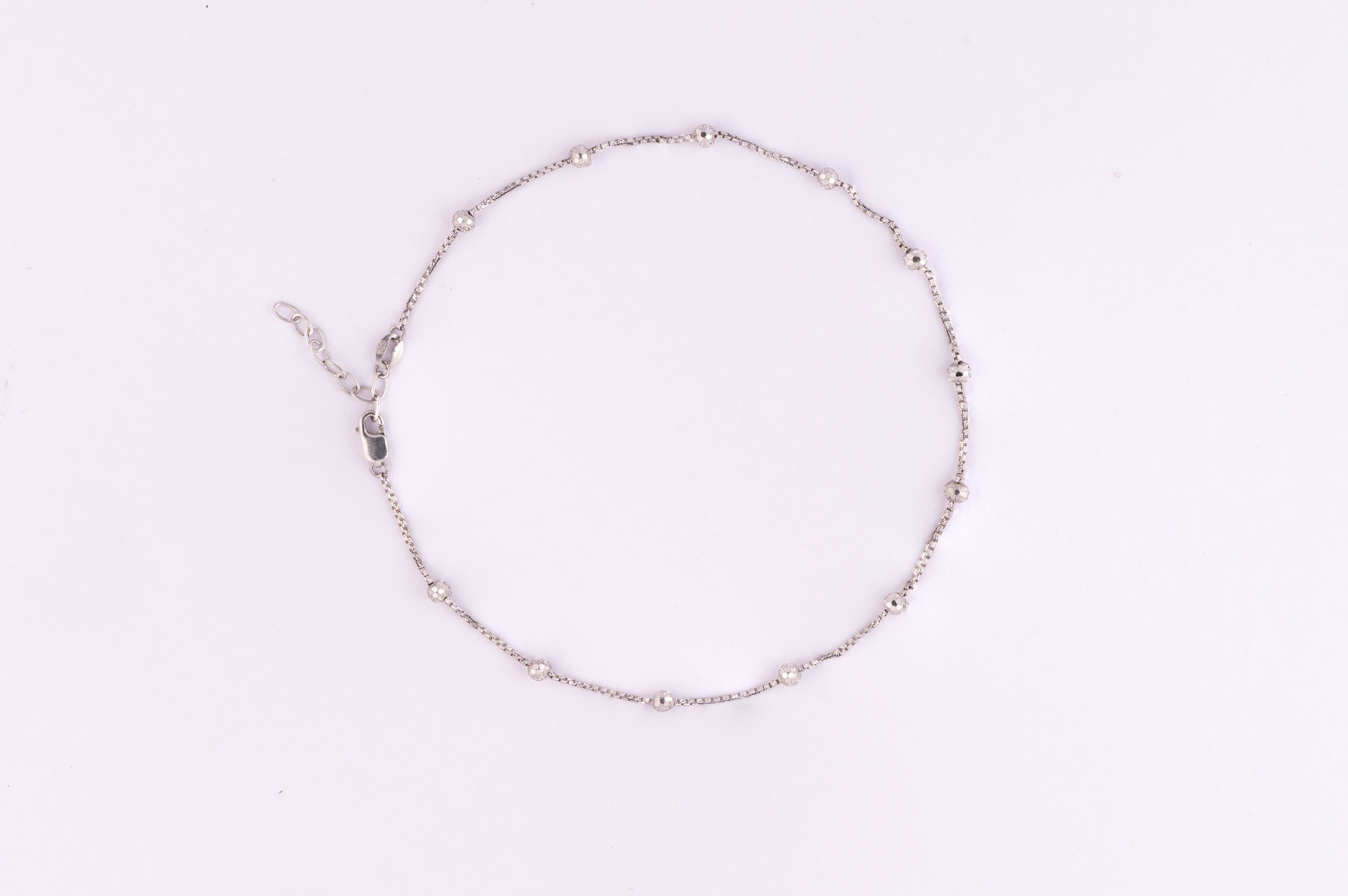 Beaded Silver Anklet