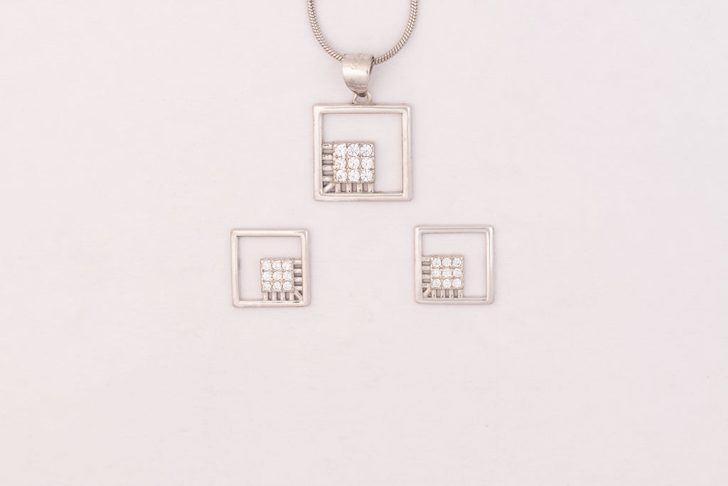 Silver Grid Charm Set