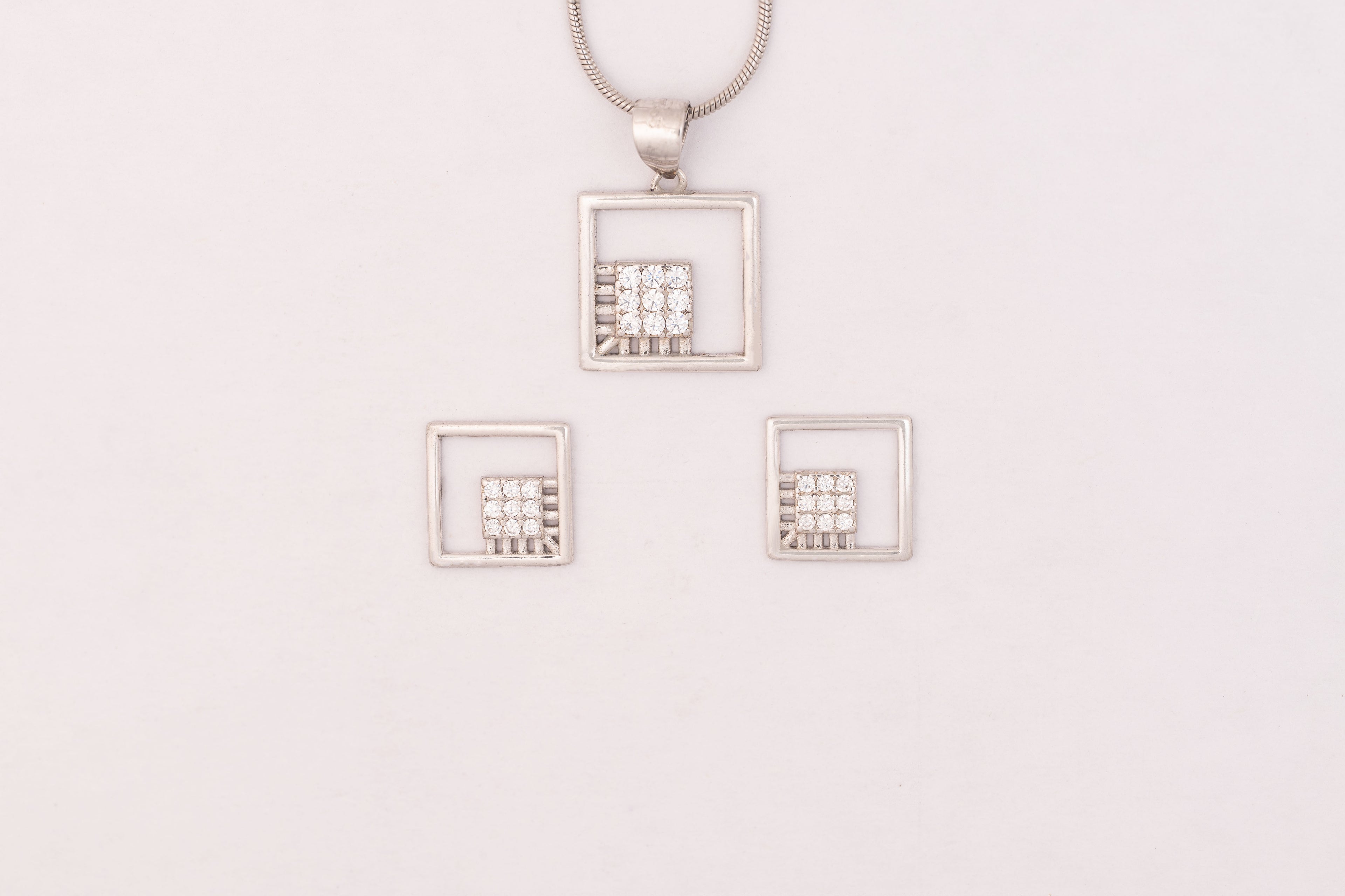 Silver Grid Charm Set