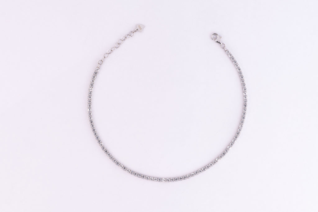 Classic Tennis Silver Anklet