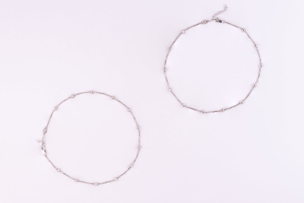 Beaded Silver Anklet
