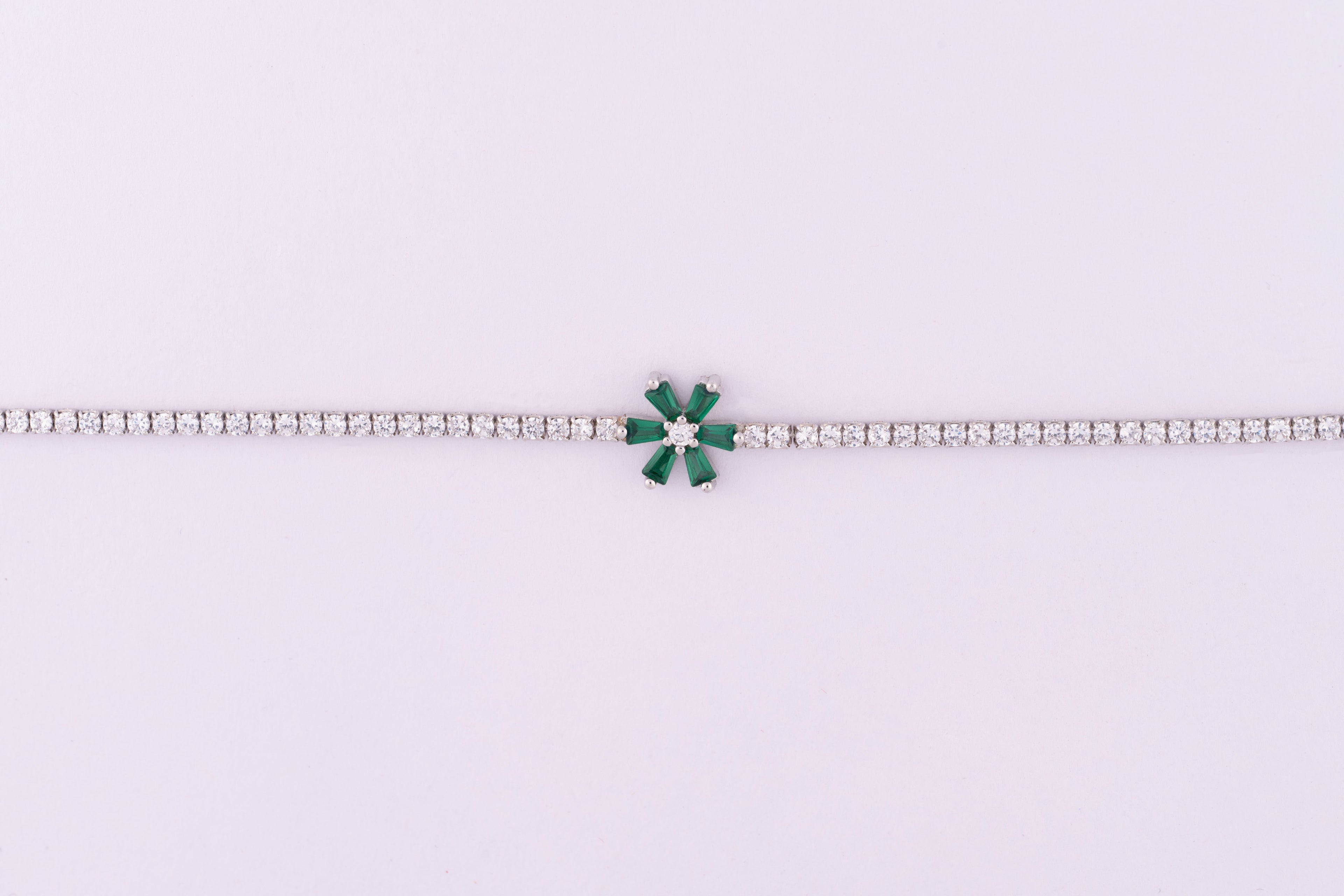 Emerald Bloom Silver Bracelet