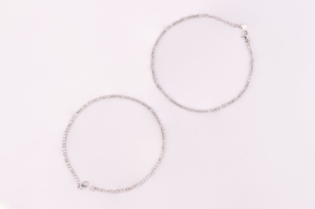 Classic Tennis Silver Anklet