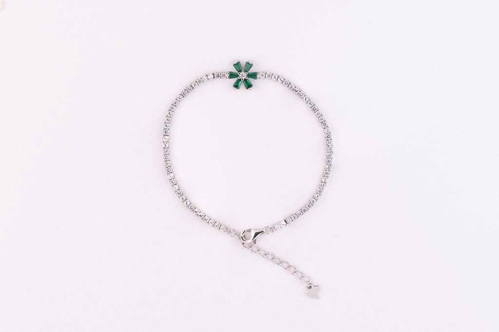 Emerald Bloom Silver Bracelet