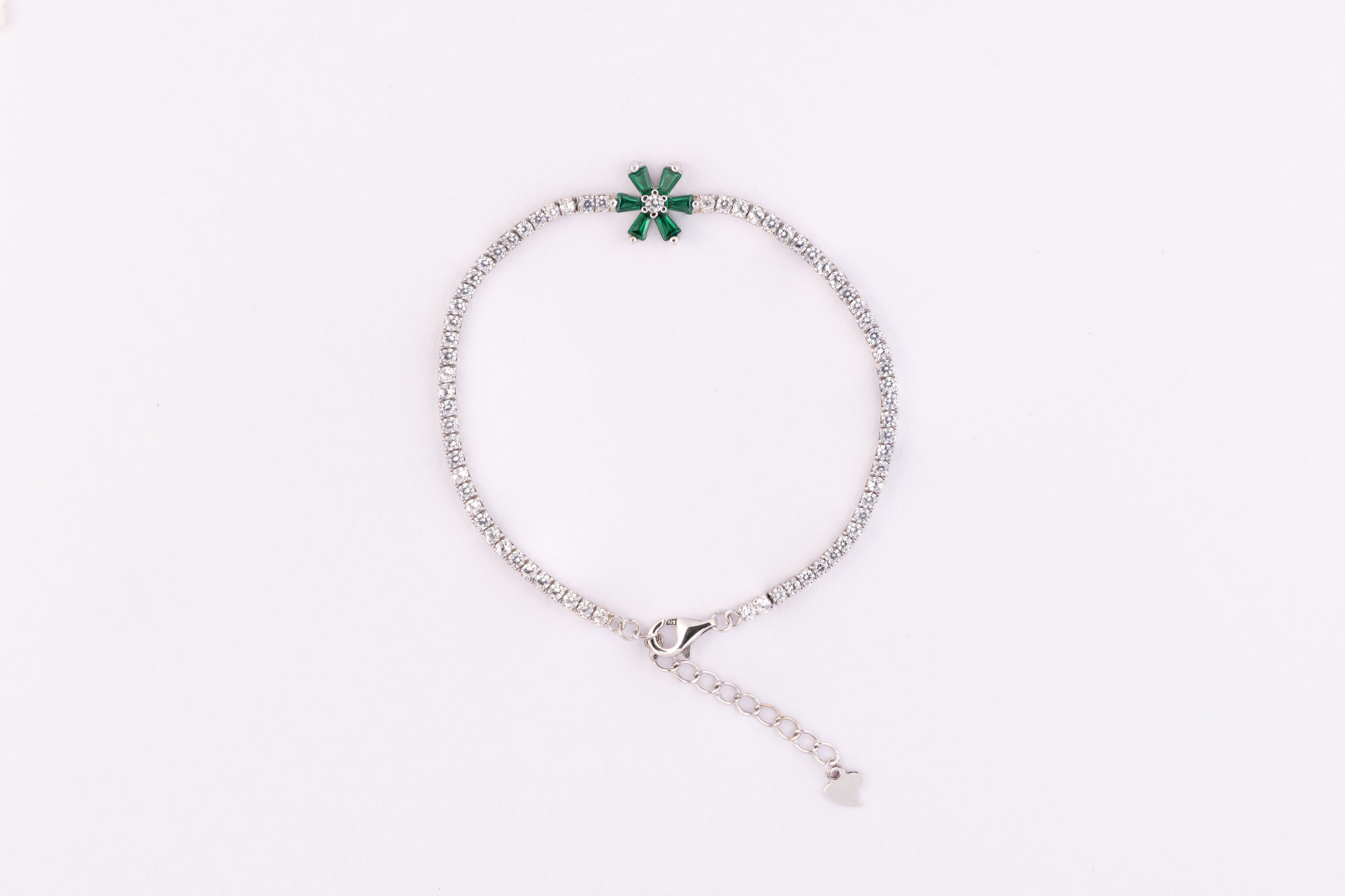 Emerald Bloom Silver Bracelet